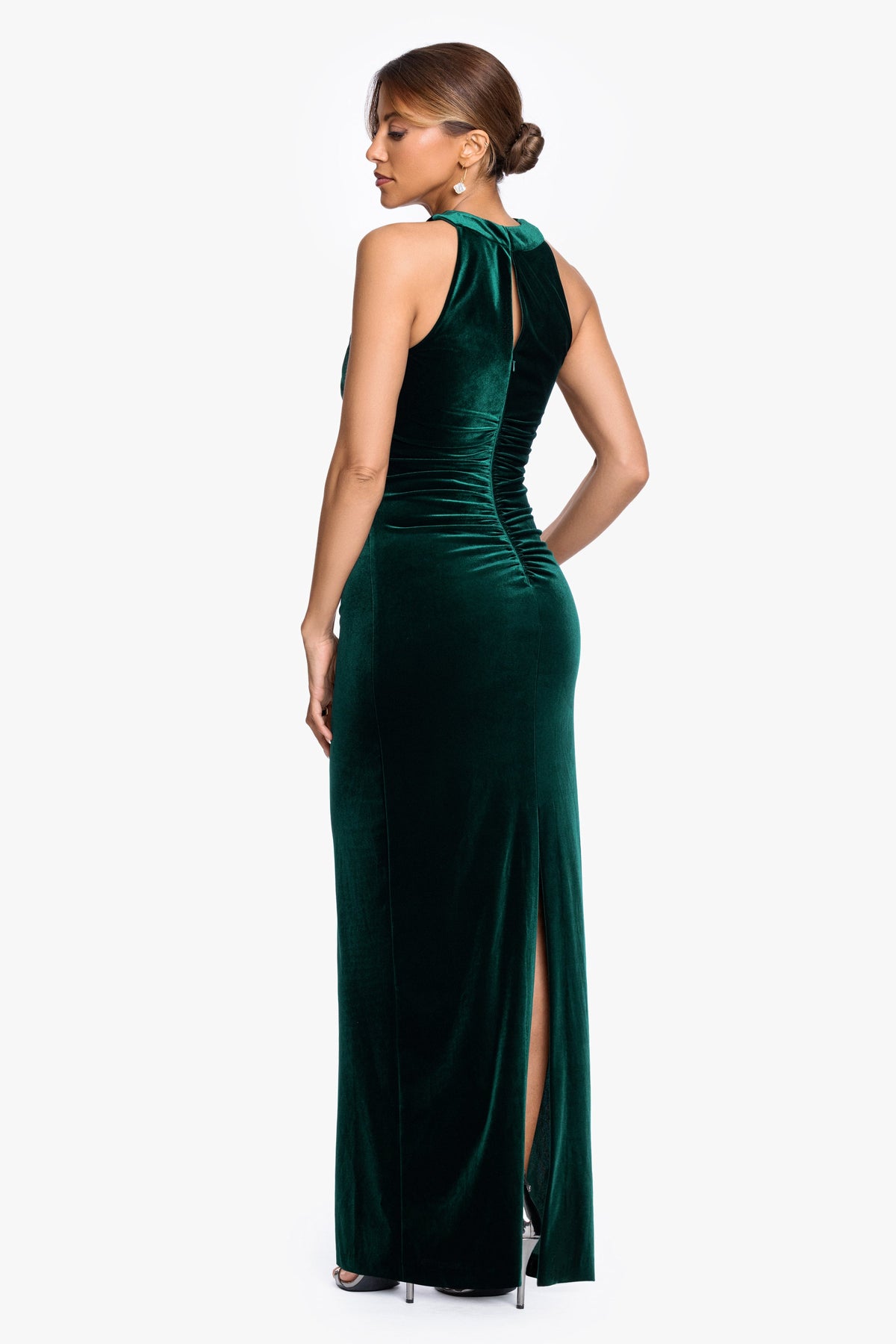 XSCAPE Hunter | Petite "Milan" Velvet Cross Top Dress