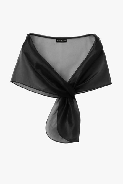 XSCAPE Navy | "Joan" Pull Through Organza Shawl Wrap