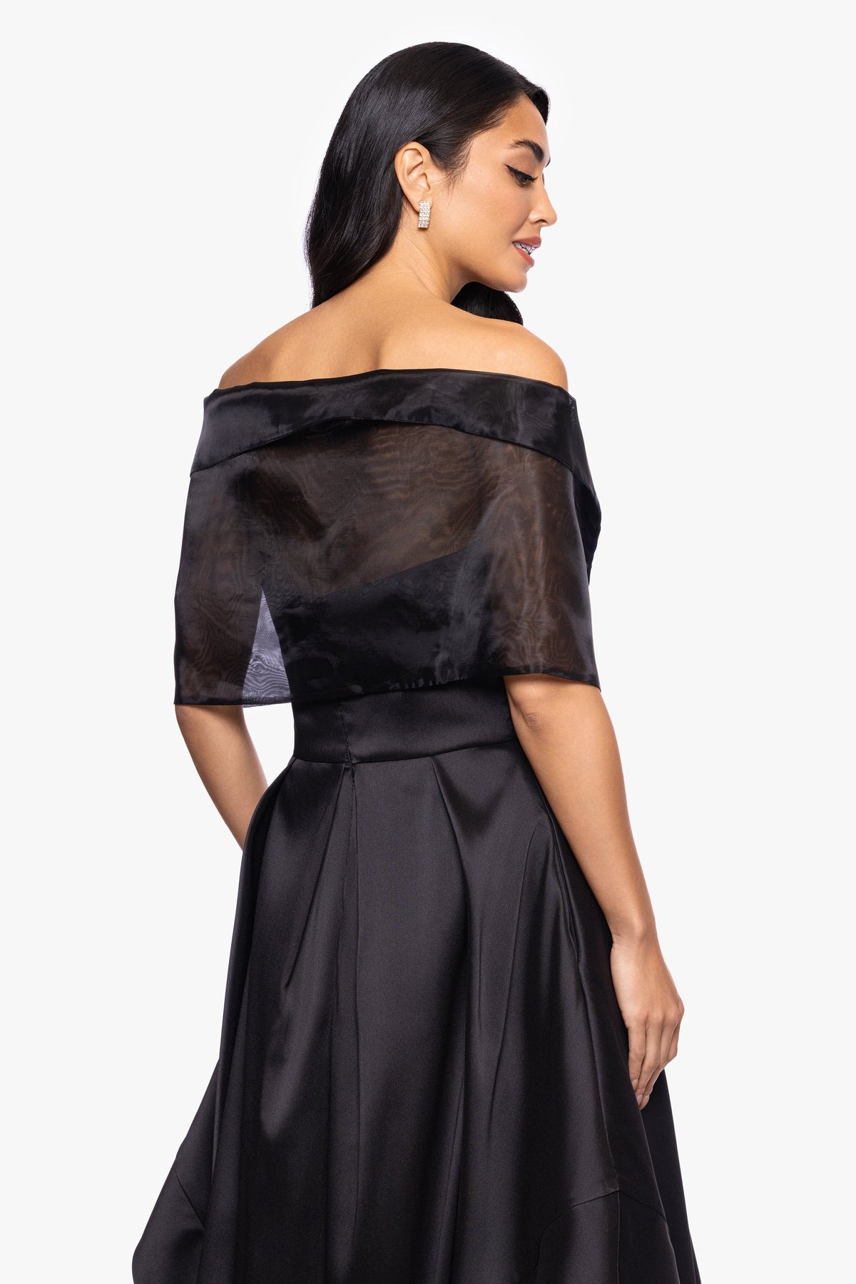 XSCAPE Navy | "Joan" Pull Through Organza Shawl Wrap