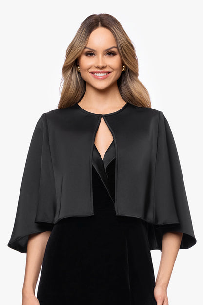 XSCAPE Black | "Bella" Satin Cape Shawl Wrap