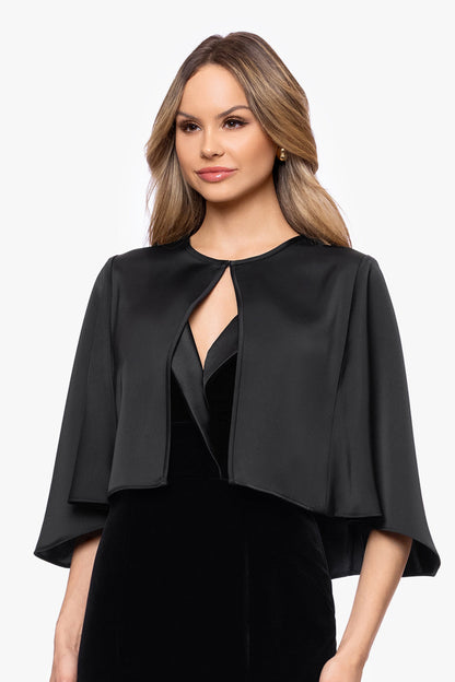 XSCAPE Black | "Bella" Satin Cape Shawl Wrap
